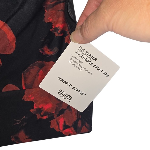 Victoria Secret Sports Bra Legging Set Black Roses Racer Back Athletic Mediu NWT - Picture 4 of 13